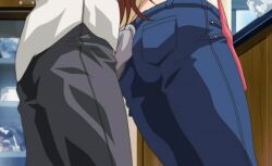 10s 1boy 2013 animated ass bouncing_breasts bow breasts buttjob buttjob_over_clothes delinquent denim_jeans female furyou_ni_hamerarete_jusei_suru_kyonyuu_okaa-san furyou_ni_hamerarete_jusei_suru_kyonyuu_okaasan:_the_animation grinding kyouko large_breasts older_woman_and_younger_man penis rubbing shin_(furyou_ni_hamerarete_jusei_suru_kyonyuu_okaa-san_the_animation) straight tagme