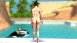 3d ass day daytime garry's_mod naked naked_female nude nude_female outside pool rey rey_skywalker star_wars water