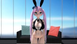 big_breasts blue_eyes bunny_girl bunnysuit hair_ornament hispanic_virtual_youtuber indie_virtual_youtuber kyria_vtuber mmd purple_hair twintails vtuber vtuberfanart