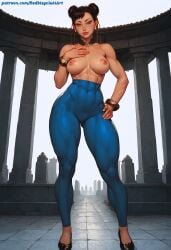 1girls abs ai_generated athletic belly_button breasts breasts chun-li female fit gym_clothes leggings looking_at_viewer muscular naked navel redbisycle skin_tight skin_tight_pants sportswear street_fighter thick_thighs tight_clothes tight_clothing tight_fit tight_pants yoga_pants