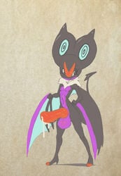 1boy anthro clothing cum erection flat_chested footwear girly high_heels lovely_mawile male nintendo noivern penis pokemon pokemon_(species) testicles video_games wings