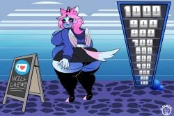 big_ass big_breasts blueberry_inflation breasts bubble_butt cleavage emberlynn_pinkle helluva_boss huge_ass huge_breasts mad_n_evil tagme thick_thighs wide_hips