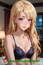 1girls ahq_hentai ai_generated ayase_saki blonde_hair blush breasts gimai_seikatsu medium_breasts patreon perfect_body stable_diffusion stockings thighhighs underwear