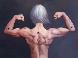 back_muscles berseriamakesart flexing muscular_female sister_of_battle