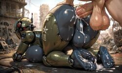 ai_generated assaultron assaultron_(fallout) cum fallout fallout_4 feet futanari