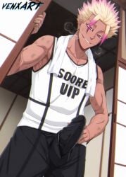 ai_generated blue_lock bulge gay human_only male_only ryusei_shidou solo tank_top towel_around_neck venxart yaoi