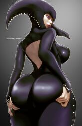 1girls arched_back ass ass_focus bent_over big_ass big_breasts big_butt black_bodysuit bodysuit boruto:_two_blue_vortex breasts bubble_ass bubble_butt cameltoe close-up curvaceous curves curvy curvy_body curvy_figure curvy_hips fat_ass female female_focus female_only hi_res high_resolution highres huge_ass jester_girl kazamatsuri_moegi large_ass large_breasts latex latex_bodysuit latex_clothing latex_suit leather leather_bodysuit leather_clothing matsuri_(boruto) naruto naruto_(series) pinup presenting_ass presenting_butt presenting_pussy purple_eyes rinnegan shounen_jump shueisha sitting solo solo_female solo_focus spikes tight_clothes tight_clothing txniz vagina very_high_resolution weekly_shonen_jump