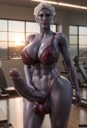 1futa 2d abs ai_generated athletic athletic_futanari baldur's_gate baldur's_gate_3 big_balls big_breasts big_penis bra dark-skinned_futanari dark_skin drow futa_only futanari grey_skin hi_res highres huge_breasts huge_cock lingerie long_penis looking_at_viewer masturbation minthara muscles muscular muscular_futanari panties red_eyes solo standing veiny_penis white_hair