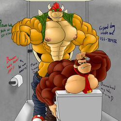 abs anal anal_sex ape ass bathroom biceps bowser clothed clothing donkey_kong donkey_kong_(series) expand_dong furry gorilla interspecies koopa male male_only mammal mario_(series) meme monkey muscular muscular_male necktie nintendo nipples pants pecs penetration primate public_restroom scalie sex smile stall text toilet topless video_games yaoi zerozero