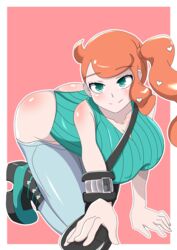 1girls ass boots breasts female female_only green_eyes heel_boots high_heel_boots human human_only leotard orange_hair pokemon pokemon_ss senak012 solo sonia_(pokemon)