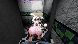 anthro bathroom breasts cum cum_in_nipples five_nights_at_freddy's five_nights_at_freddy's_2 freemau mangle_(fnaf) nipple_penetration nipples penetration second_mouth security_guard tongue tongue_out video_games