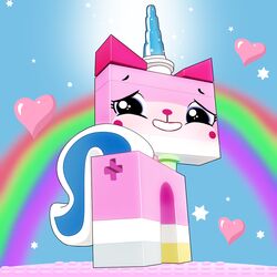 anatomically_correct anus anus_only apefromspace3 blush equine feline female female_only feral heart horn lego looking_at_viewer looking_back mammal purple_eyes rainbow raised_tail solo the_lego_movie unicorn unikitty x_anus