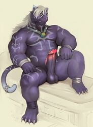 anthro balls erection feline iceman1984 male male_only mammal muscular panther penis rangetsu solo