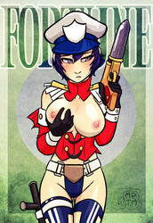 big_breasts breasts clothing dildo female firearm fortune_(tarot_card) gun handgun human my_pet_tentacle_monster nipples persona persona_4 revolver shirogane_naoto tarot weapon