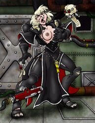 1girls adepta_sororitas clothes_removed female female_only fleur-de-lis imperium_of_man power_armor purity_seal servo-skull sister_of_battle solo solo_female tagme torn_clothes torn_clothing transformation tyranid warhammer_(franchise) warhammer_40k white_hair