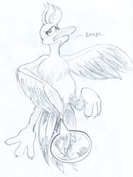 banjo-kazooie breegull female female_only greyscale hope(n_forever) kazooie monochrome rareware solo