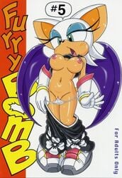 anthro comic furry furry_bomb medium_breasts mitsuharu_takura panties_around_leg pants_down rouge_the_bat rouge_the_rider sega shirt_lift sonic_(series) sonic_riders straight_hair