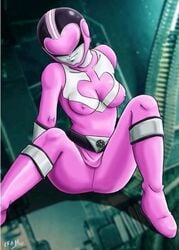 1girls ass breasts curvy erect_nipples female female_only jen_scotts large_ass large_breasts nipple_bulge nipples pink_ranger power_rangers power_rangers_time_force solo super_sentai