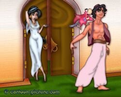 abs aladdin aladdin_(character) cartoon-picture disney disney_prince disney_princess female human iago male princess_jasmine