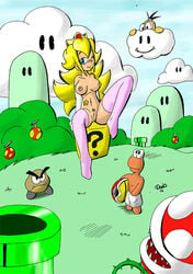 ?_block breasts color dahs day female goomba hair human interspecies koopa koopa_troopa lakitu long_hair mario_(series) nintendo nipples outdoors piranha_plant princess_peach sitting straight_hair super_mario_bros. tagme vulva warp_pipe wink yellow_hair