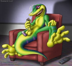 1boy anthro dracovar gex_(series) gex_the_gecko male male_only masturbation solo tagme