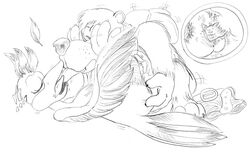 1boy 1girls anthro banjo banjo-kazooie banjo_(banjo-kazooie) bear breegull female furry hope(n_forever) interspecies kazooie male monochrome rareware sex sketch straight toony vaginal_penetration