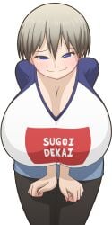 1girls big_breasts breasts female female_only high_resolution large_breasts long_sleeves manyakis short_hair skirt solo solo_female stockings suggestive_look sugoi_dekai teasing transparent_background uzaki-chan_wa_asobitai! uzaki_hana