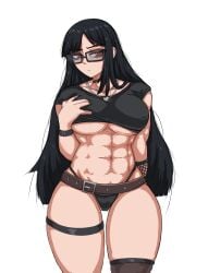 abs female glasses limbus_company littleteze project_moon ryoshu_(limbus_company)