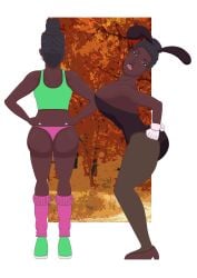 african_female ass big_breasts bunny_ears bunny_girl bunnysuit dark-skinned_female dark_skin ebony full_color fully_clothed gloves looking_at_viewer nasty_byte original_character sportswear twerking
