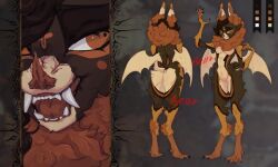 alexandra_cherry_(brownbabybear) anthro ass bat breasts brownbabybear digital_media_(artwork) english_text female fur genitals hair hi_res mammal model_sheet nipples nude smile solo standing tail text white_body white_fur