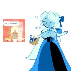 1girls blue_body blush breasts breasts_out cookie_run cookie_run_kingdom lactation lady_in_azure_(shadow_milk_cookie) shadow_milf_cookie shadow_milk_cookie suprised