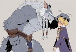 2boys abs age_difference ai_generated anduin_wrynn anthro bara beard big_muscles big_pecs blonde_hair braided_fur canid canine daddy dilf gay genn_greymane grey_fur hair huge_muscles huge_pecs human human_on_anthro hunk interspecies larger_anthro larger_male male male/male male_focus male_only mature mature_male muscular muscular_anthro muscular_male older_anthro older_anthro_younger_human older_man_and_younger_boy older_on_young pecs silver_fox size_difference smaller_human smaller_male topless topless_male warcraft werewolf white_hair wolf worgen world_of_warcraft yaoi younger_human younger_male