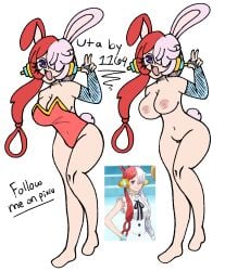 1164(artist) breasts bunnysuit chibi commissions_open female japanese_artist nude nude_female one_piece pixiv two uta_(one_piece) variant_set white_hair