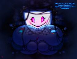 absurd_res cable computer computer_monitor digital_media_(artwork) duo electronics female hi_res human humanoid larger_female larger_humanoid living_machine machine male mammal robot robotic robotic_arm size_difference smaller_human smaller_male text walter_sache