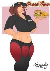 2020 abs food gwizzly muscular muscular_anthro muscular_female roxie_(gwizzly) waitress