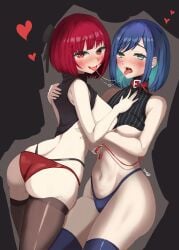 2girls actress after_kiss alternate_breast_size arima_kana ass ass_cleavage back bare_arms bare_ass bare_back bare_belly bare_breasts bare_butt bare_hands bare_hips bare_midriff bare_navel bare_shoulders bare_skin bare_thighs belly belly_button beret bewitching_thighs blue_eyebrows blue_eyes blue_eyes_female blue_hair blue_hair_female blunt_bangs blush blush_face blushing_at_viewer blushing_female blushing_lines bob_cut breasts bubble_ass bubble_butt bust_cup busty busty_female busty_girl busty_teen butt_crack child_bearing_hips crop_top curvaceous curvaceous_body curvaceous_female curvaceous_figure curvaceous_hips curvaceous_teen curvaceous_thighs curvy curvy_ass curvy_body curvy_female curvy_figure curvy_hips curvy_teen curvy_thighs dark_background dripping_saliva elbows exposed_arms exposed_ass exposed_back exposed_belly exposed_breasts exposed_butt exposed_hips exposed_midriff exposed_navel exposed_shoulders exposed_skin exposed_thighs female female/female female_focus female_only fertile_hips fingers french_kiss french_kissing grey_background groin half_naked half_nude hearts hearts_around_head high_resolution high_school_student highres hourglass_figure kissing kurokawa_akane large_breasts lean_figure leash leggings legwear lesbian_focus lesbian_kiss lesbian_only lesbian_sex long_hair looking_at_viewer looking_back looking_back_at_viewer midriff multicolored_hair multiple_females multiple_girls mutual_yuri naked naked_female naked_woman narrow_waist navel nude nude_female nudity open_mouth open_mouth_smile oshi_no_ko over-kneehighs parted_lips red_eyes red_eyes_female red_hair red_hair_female saliva saliva_drip saliva_on_tongue saliva_string saliva_trail salivating school_girl school_girls semi_nude shoulders simple_background slender_body slender_waist slim_waist smile smiley_face smiling smiling_at_viewer standing stockings teen_girl teenage_girl teenage_girls teenage_tits teenager teenager_on_teenager thick_thighs thigh_highs thighhighs thighs thong tongue tongue_kiss tongue_kissing topwear underboob upper_body wide_hips yokab88 young_female young_woman yuri