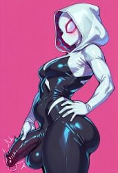 ai-created ai_art ai_generated balls big_ass big_penis curvy curvy_figure futanari gwen_stacy mask spider-gwen