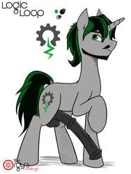 animal_genitalia animal_penis balls black_hair cutie_mark equine equine_penis erection facial_hair fan_character green_eyes green_hair hair horn horsecock jcosneverexisted logic_loop male mammal model_sheet my_little_pony penis smile solo unicorn