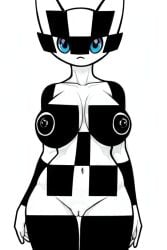 2020_tokyo_olympics big_breasts blue_eyes female genderswap_(mtf) huge_breasts large_breasts miraitowa nipples nude olympic_mascot olympics pussy rule_63 solo solo_female