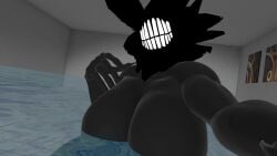 breasts breasts_out cryptiacurves in_pool karelia_(acerattman) long_claws naked_female no_face poolrooms smiler_(the_backrooms) teeth_showing teeth_visible the_backrooms