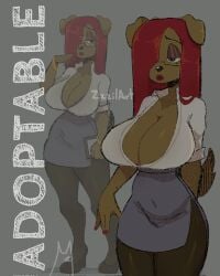 animal_ears animal_tail big_ass big_breasts big_breasts big_butt big_thighs big_titties brown_fur clothing curvaceous curvaceous_female curvaceous_figure curvy curvy_figure curvy_hips female female_focus female_only furry furry_female furry_only glasses long_hair office_lady original original_character red_hair thigh_highs zzzilart