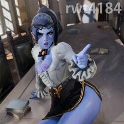 1girls 3d angry angry_expression breasts breasts breasts_out female female_only looking_at_viewer nipples overwatch rwt4184 solo solo_female tits_out widowmaker