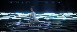 1girls 2020 3d amouretluxure artist_logo artist_name black_hair english_text female female_only kneeling nude nude_female on_knees sci-fi science_fiction short_hair solo solo_female tron