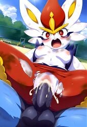 ai_generated cinderace cum cum_in_pussy cum_inside female furry lucario male male/female pokemon pokemon_(species) sex