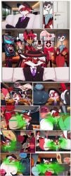 8boys ai_generated alastor_(hazbin_hotel) angel_dust_(hazbin_hotel) ass avian balls ballsack blitzo_(helluva_boss) comic comic_panel demon dick fag fart fart_fetish furryainudes gas_cloud gay hazbin_hotel helluva_boss huge_ass husk_(hazbin_hotel) imp living_room original_character pants_down showing_ass sir_pentious_(hazbin_hotel) stolas_(helluva_boss) text thick_ass tv tv_head vivienne_medrano vox_(hazbin_hotel)