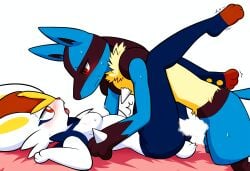 1boy ai_generated censored cinderace female female furry lucario male male/female pokemon pokemon_(species) sex