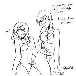 age_difference big_ass big_breasts bikini blonde_female blonde_hair breasts female female_only flirting friends large_breasts large_thighs mature_female milf mom_bod mommy mommy_kink no_sex older_female skinny_female skinny_girl swimsuit teenage_girl teenage_tits teenager thighs wide_hips younger_female