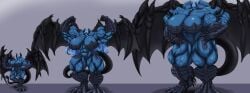 abs blue_skin dragon_girl hazel_iic hyper_muscles muscle_growth muscular_female