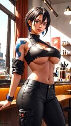 0assult0 ai_generated asian_female assassin babe bar beautiful_females bottles busty_female cleavage_cutout curvy fantasy female female_focus hips hospitality indoors japanese large_breasts looking_at_viewer modern_setting realistic samurai_shodown seductive seductive_look shelf shiki_(samurai_shodown) short_black_hair snk tank_top video_game_character video_game_franchise video_games voluptuous_female waifu_diffusion window