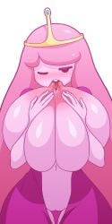 1:2 1girls adventure_time areolae big_breasts breast_sucking breasts female female_only huge_breasts large_breasts manyakis nipples princess_bubblegum self_breast_sucking solo solo_female transparent_background